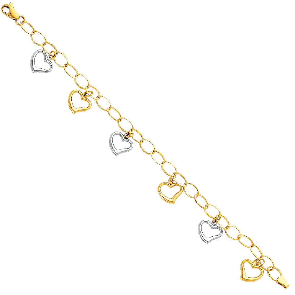 14K Two Tone Gold Light Fancy Hollow Bracelet
