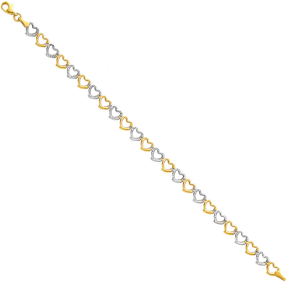 14K Two Tone Gold Light Fancy Hollow Bracelet