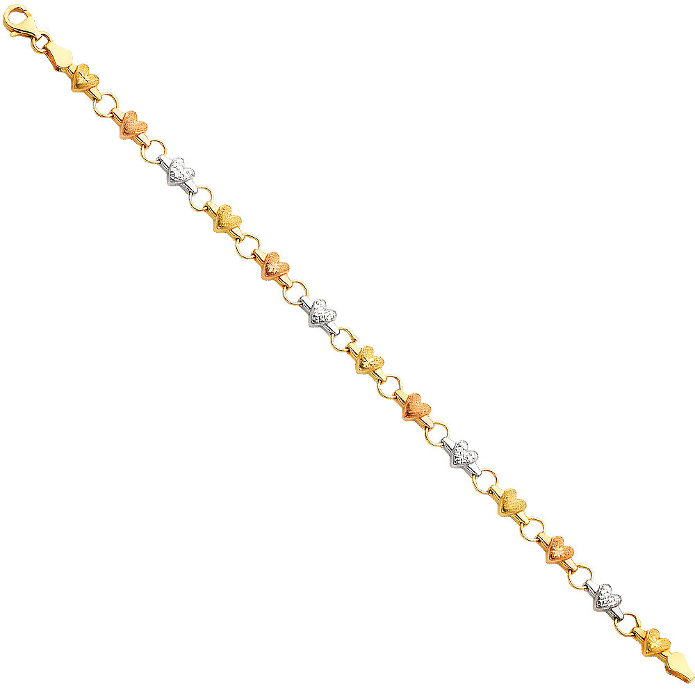 14K Yellow White Rose Gold Lit Enamel Bracelet For Kid/Junior