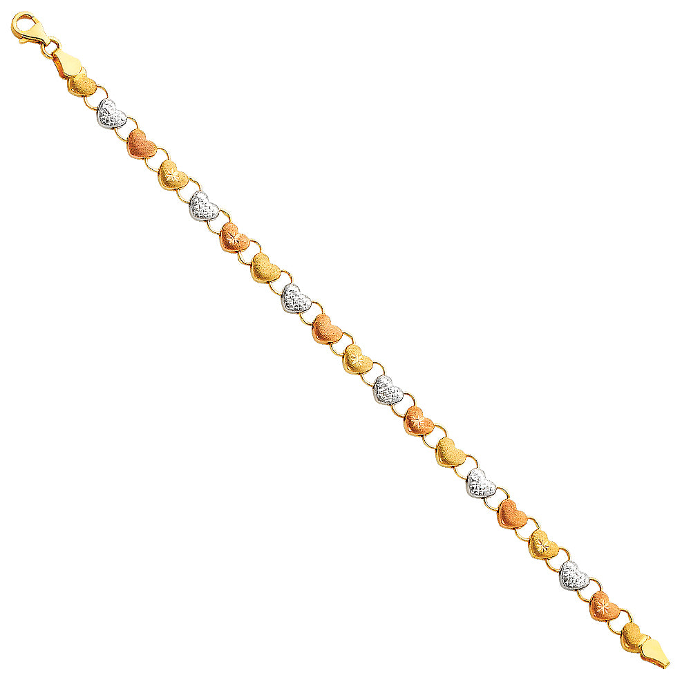 14K Yellow White Rose Gold Light Stampato Bracelet
