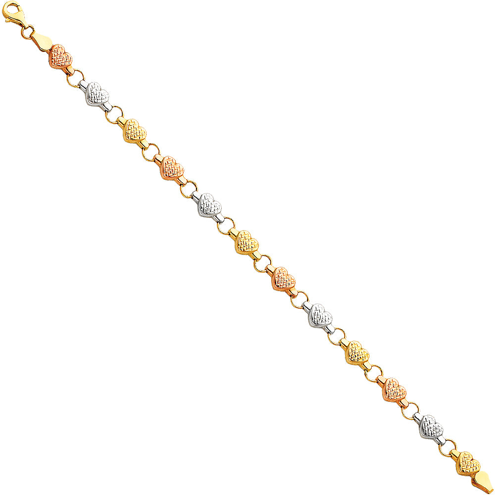14K Yellow White Rose Gold Light Stampato Bracelet