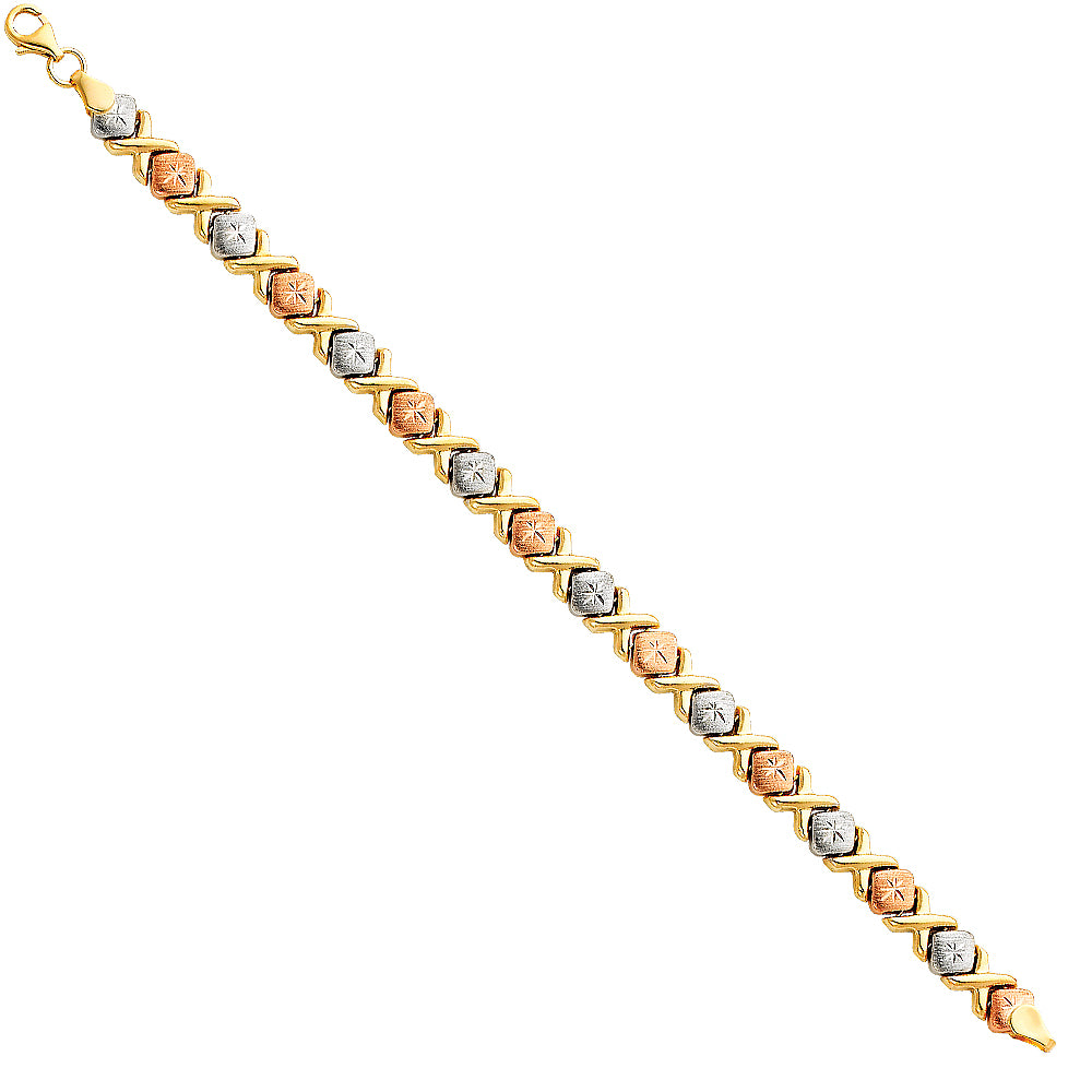 14K Yellow White Rose Gold Light Stampato Bracelet