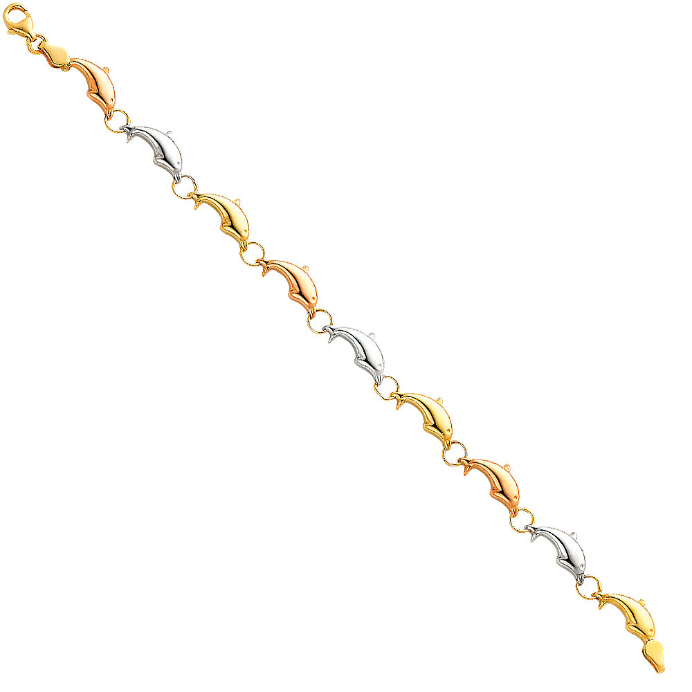 14K Yellow White Rose Gold Light Stampato Bracelet