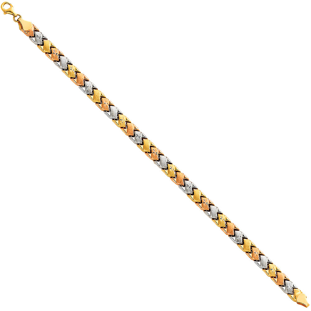 14K Yellow White Rose Gold Light Stampato Bracelet