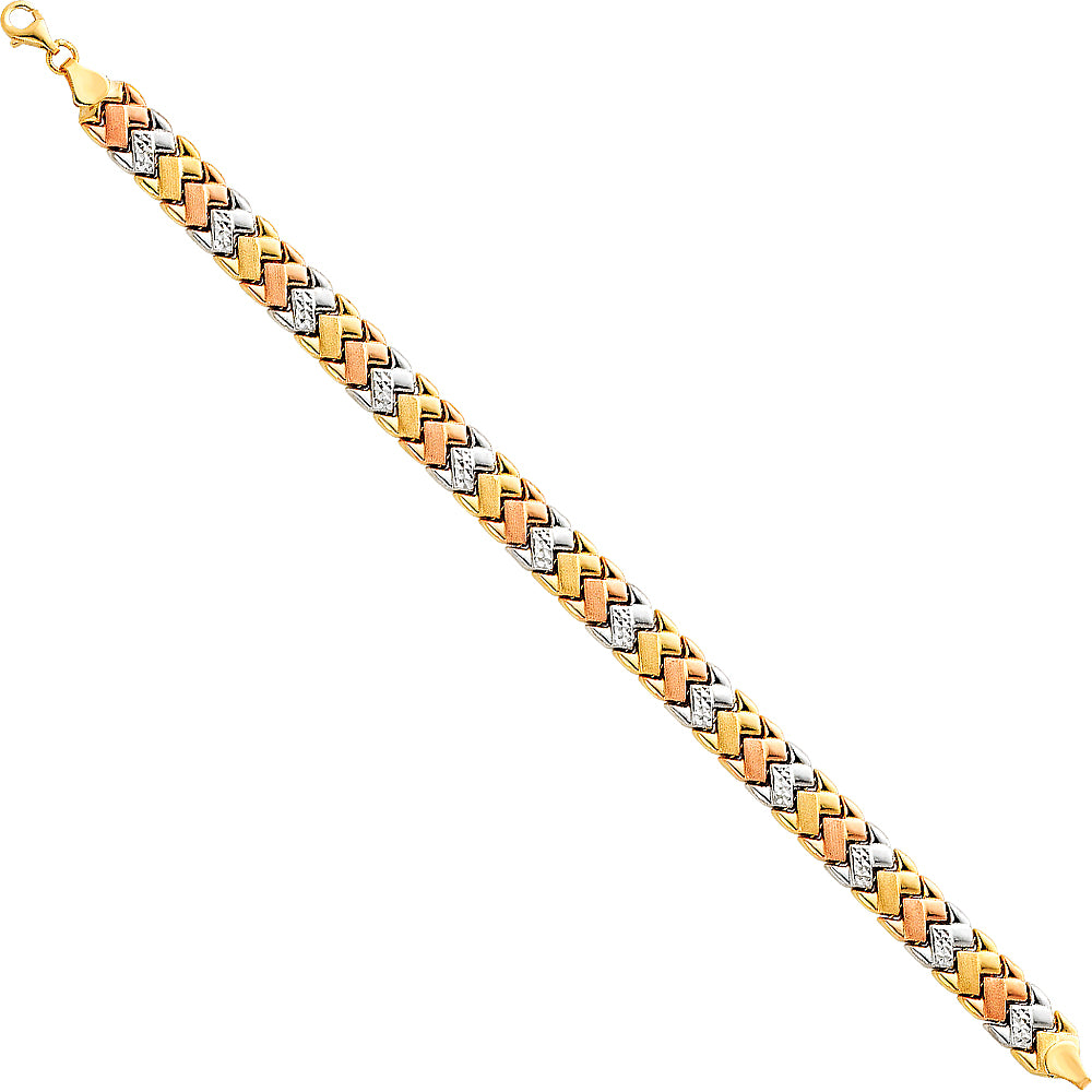 14K Yellow White Rose Gold Light Stampato Bracelet