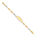 14K Yellow White Rose Gold Lit Stampato ID Bracelet For Junior