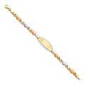 14K Yellow White Rose Gold Lit Stampato ID Bracelet For Junior