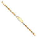 14K Yellow White Rose Gold Lit Stampato ID Bracelet For Junior
