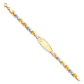 14K Yellow White Rose Gold Lit Stampato ID Bracelet For Junior