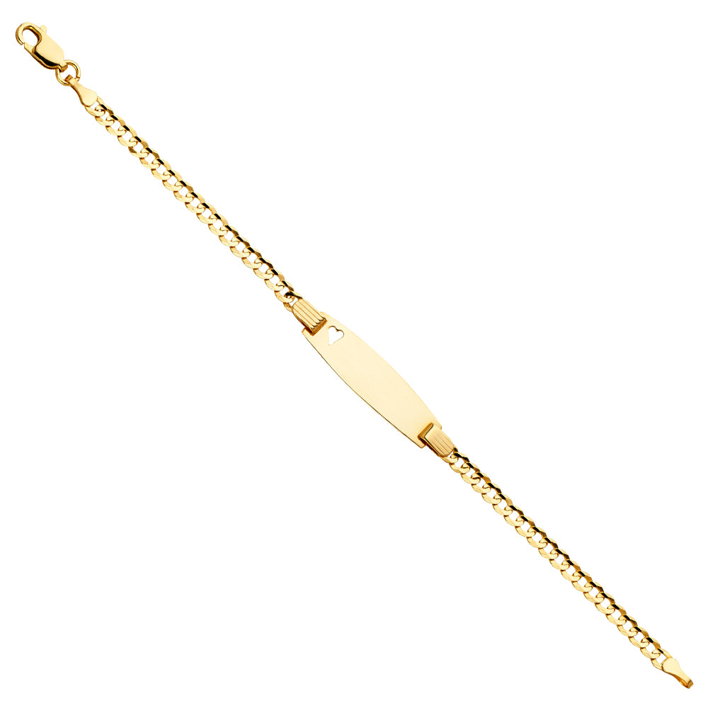 14K Yellow Gold 80 Cuban Baby Ov ID with Heart Br