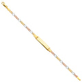 14K 60 Figaro 3+1 Yellow White Rose Gold Baby ID Bracelet
