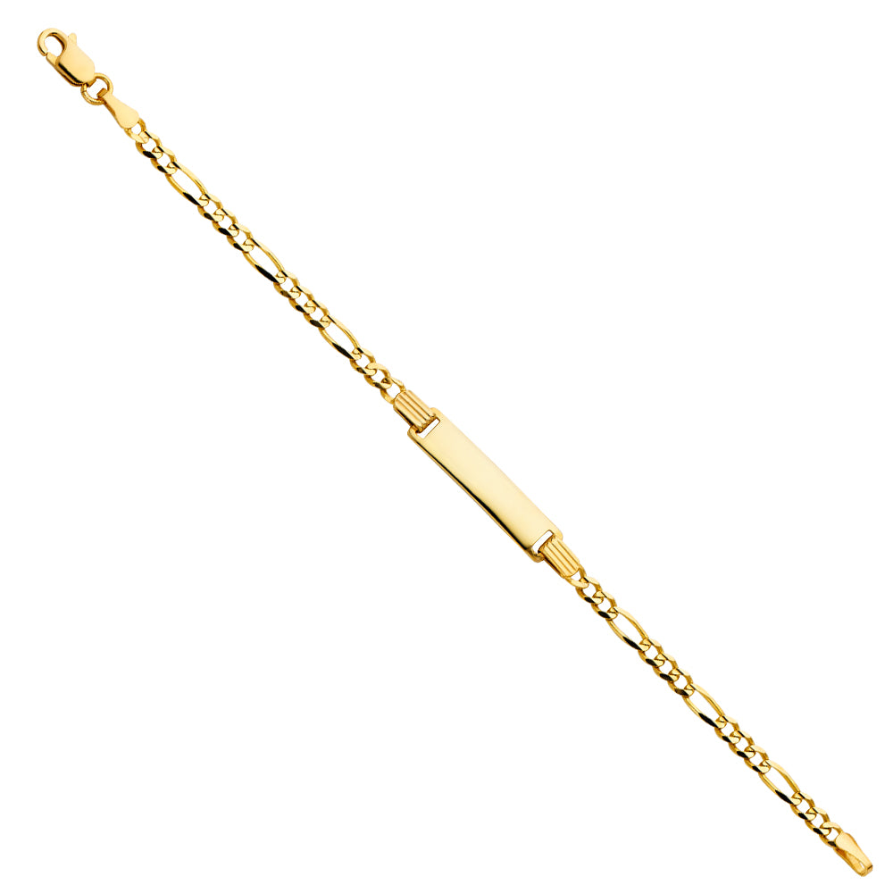 14K Yellow Gold 80 Figaro 3+1 Baby ID Bracelet