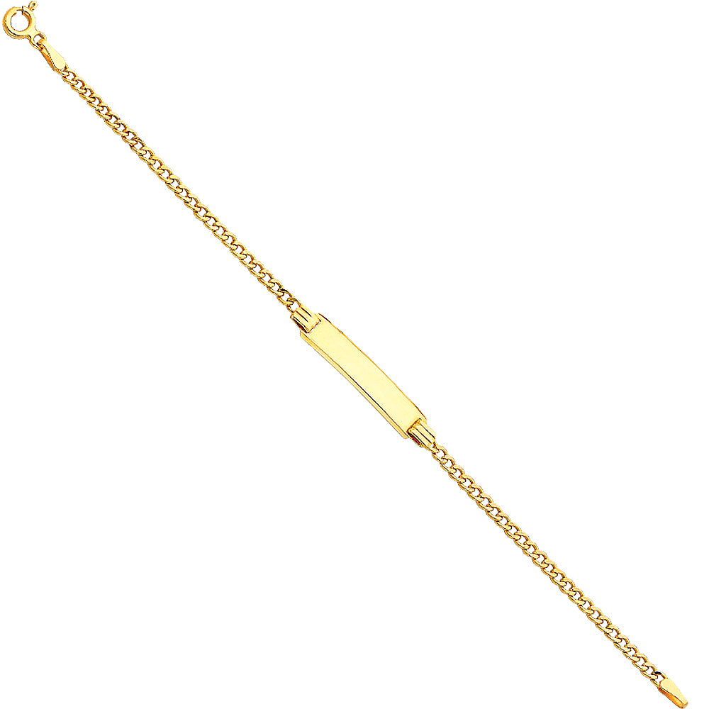 14K Yellow Gold 60 Hollow Cuban Baby ID Brace