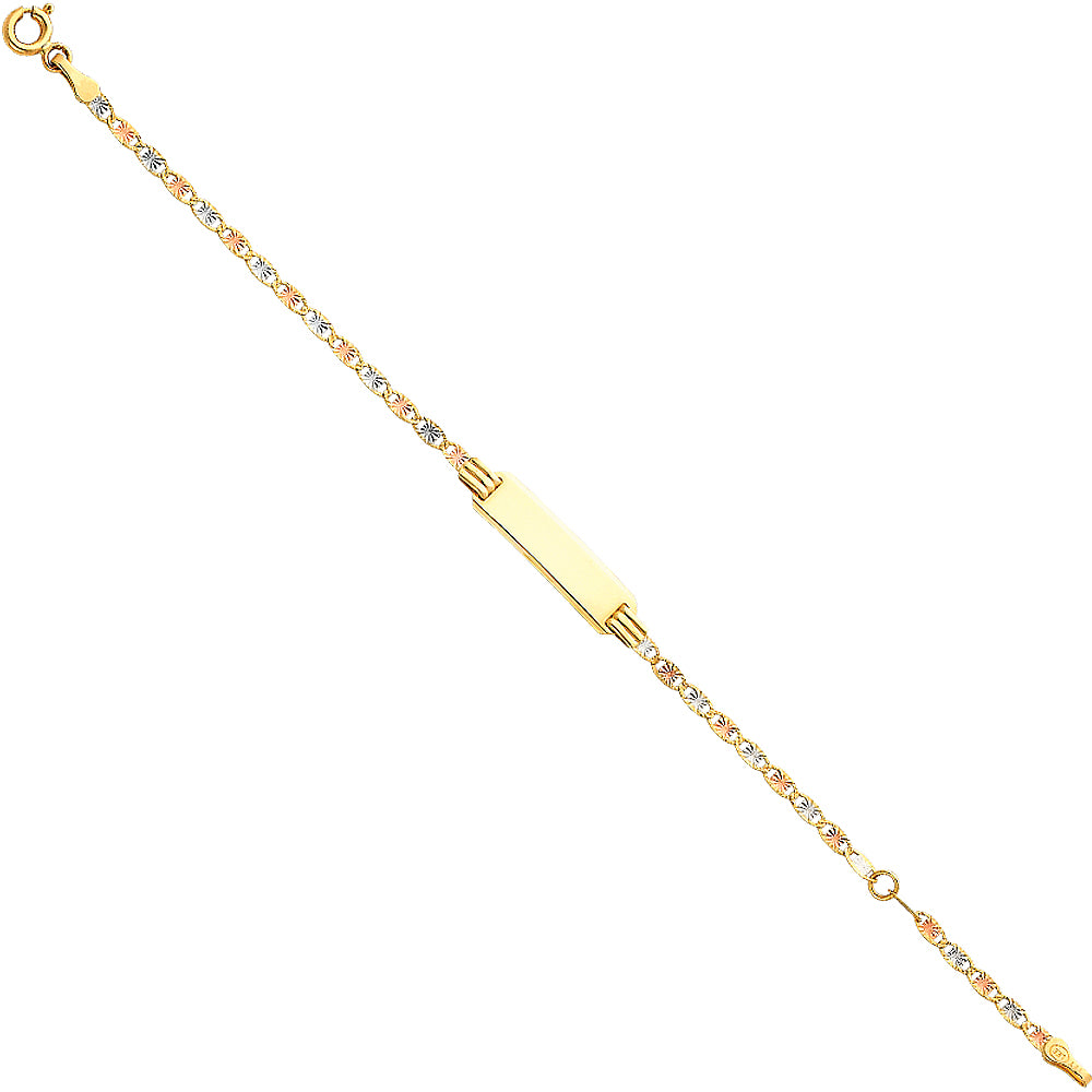 14K 40 Val Yellow White Rose Gold Star Diamond Cut Sm Baby ID Brace