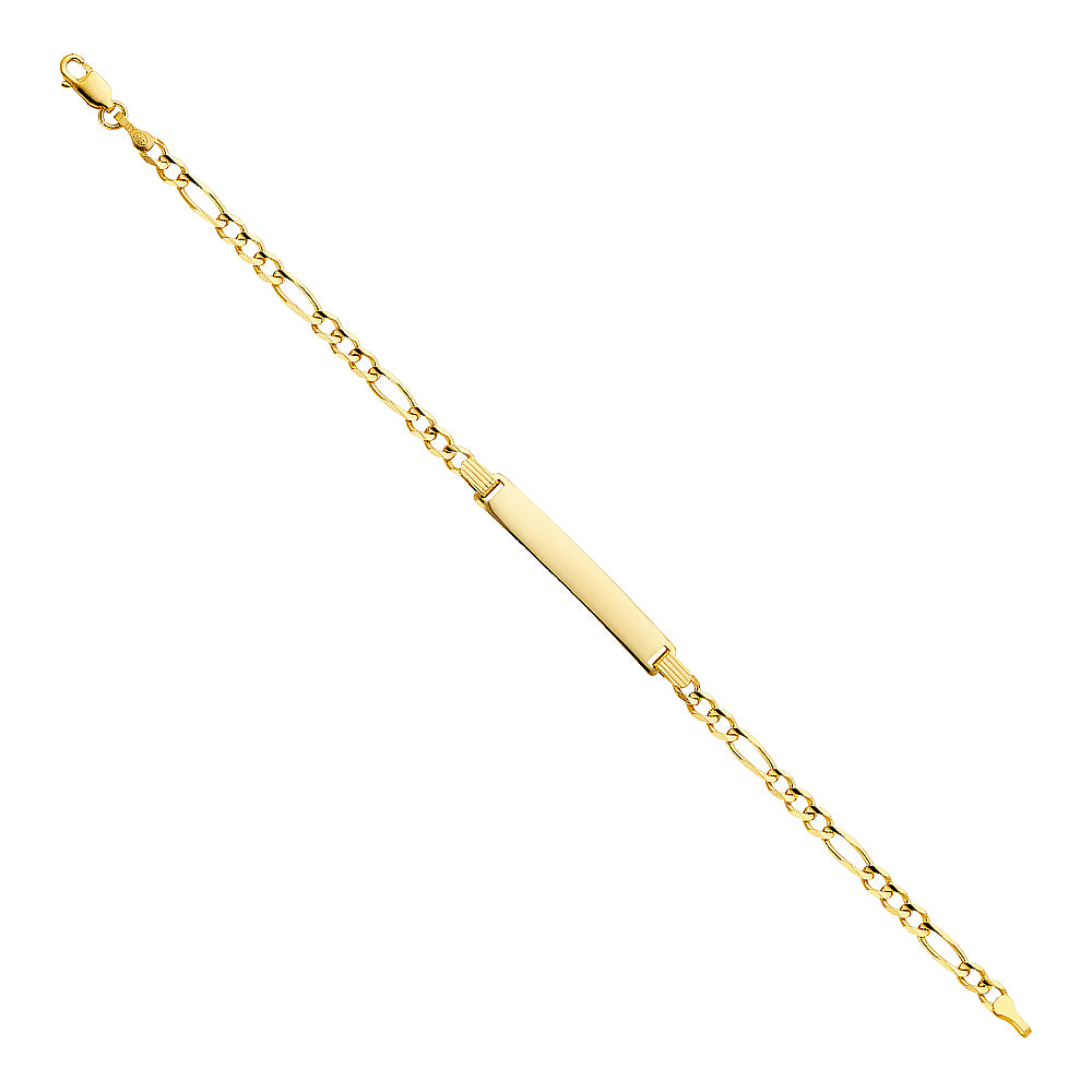 14K Yellow Gold 100 Figaro 3+1 ID Bracelet
