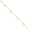 14K Two Tone Gold Light Bracelet W/Heart