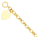 14K Yellow Gold Lit Hollow Bracelet with Heart Pendant