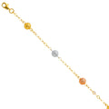 14K Yellow White Rose Gold Lit Chain Bracelet W/Snow Ball