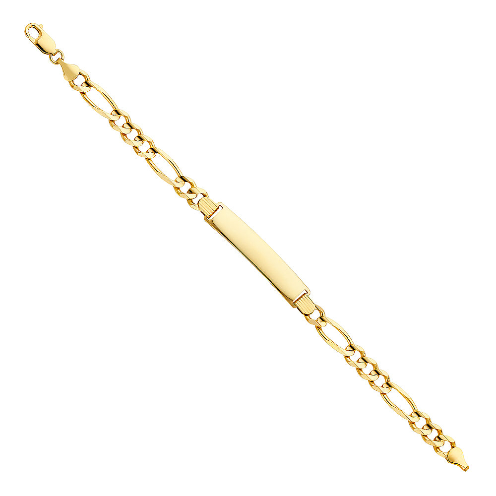 14K Yellow Gold Figaro 3+1 180 ID Bracelet