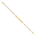 14K Yellow White Rose Gold Figaro 3+1 80 ID Bracelet