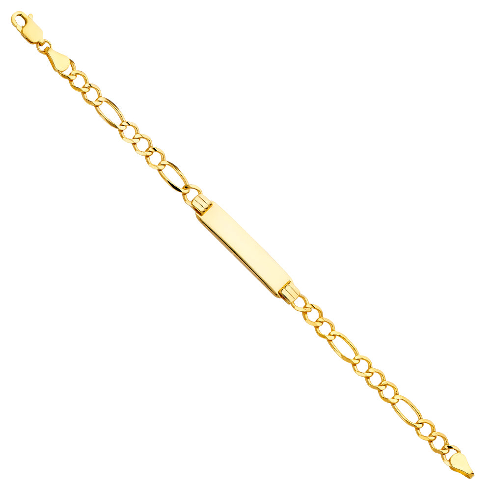 14K Yellow Gold Figaro 3+1 120 Baby ID Br