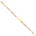 14K Yellow White Rose Gold Figaro 3+1 100 Oval Baby ID Br