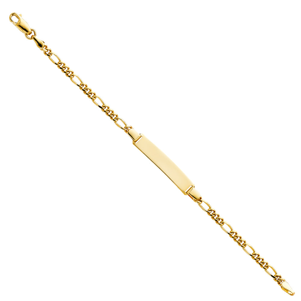 14K Yellow Gold Figaro Plain Baby ID Br