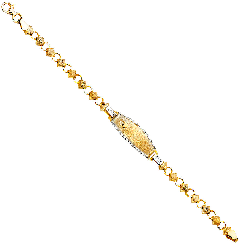 14K Two Tone Gold Stampato Oval Baby ID Br