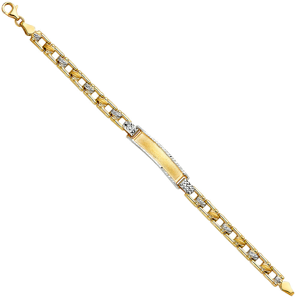 14K Two Tone Gold Stampato Baby ID Bracelet