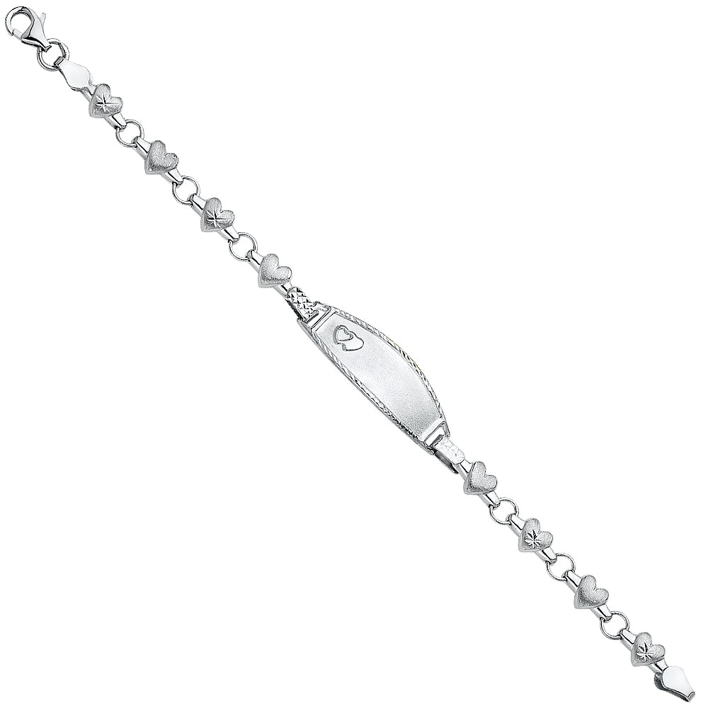 14K White Gold Stampato Oval Baby ID Br