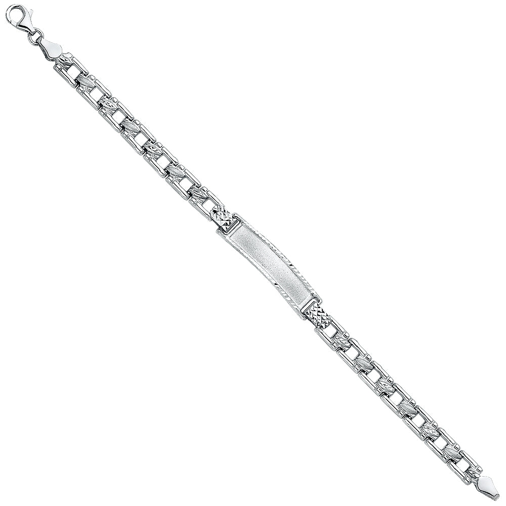 14K White Gold Stampato Baby ID Bracelet