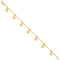 14K Yellow Gold Hanging Charm Bracelet