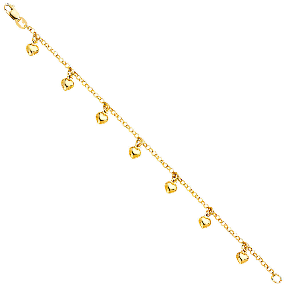 14K Yellow Gold Hanging Charm Bracelet