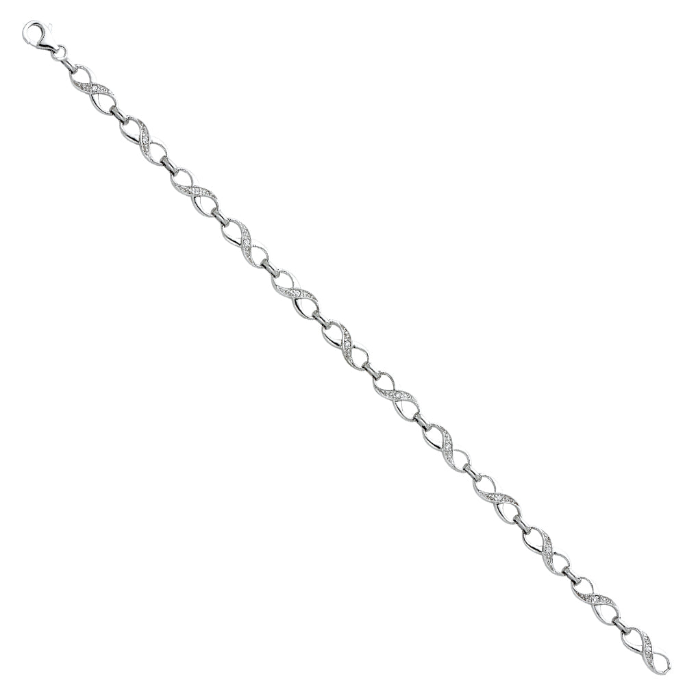 14K White Gold CZ Bracelet