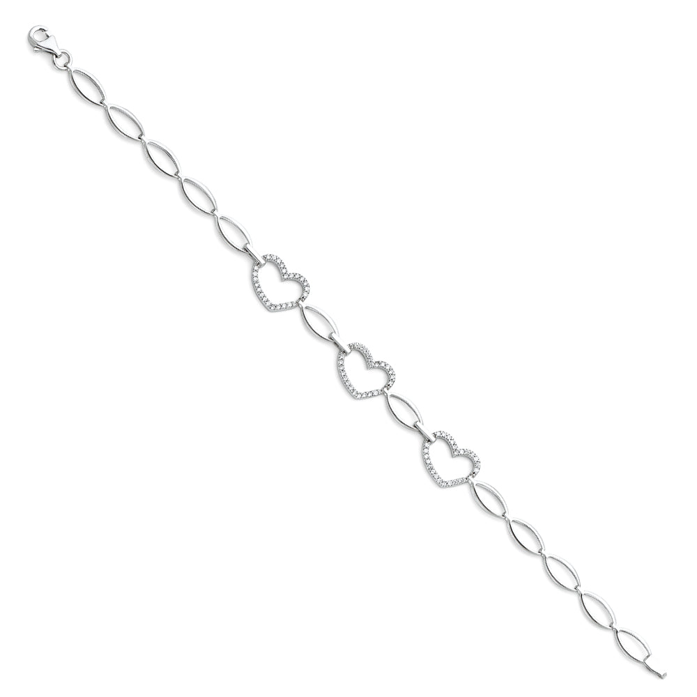 14K White Gold CZ Bracelet