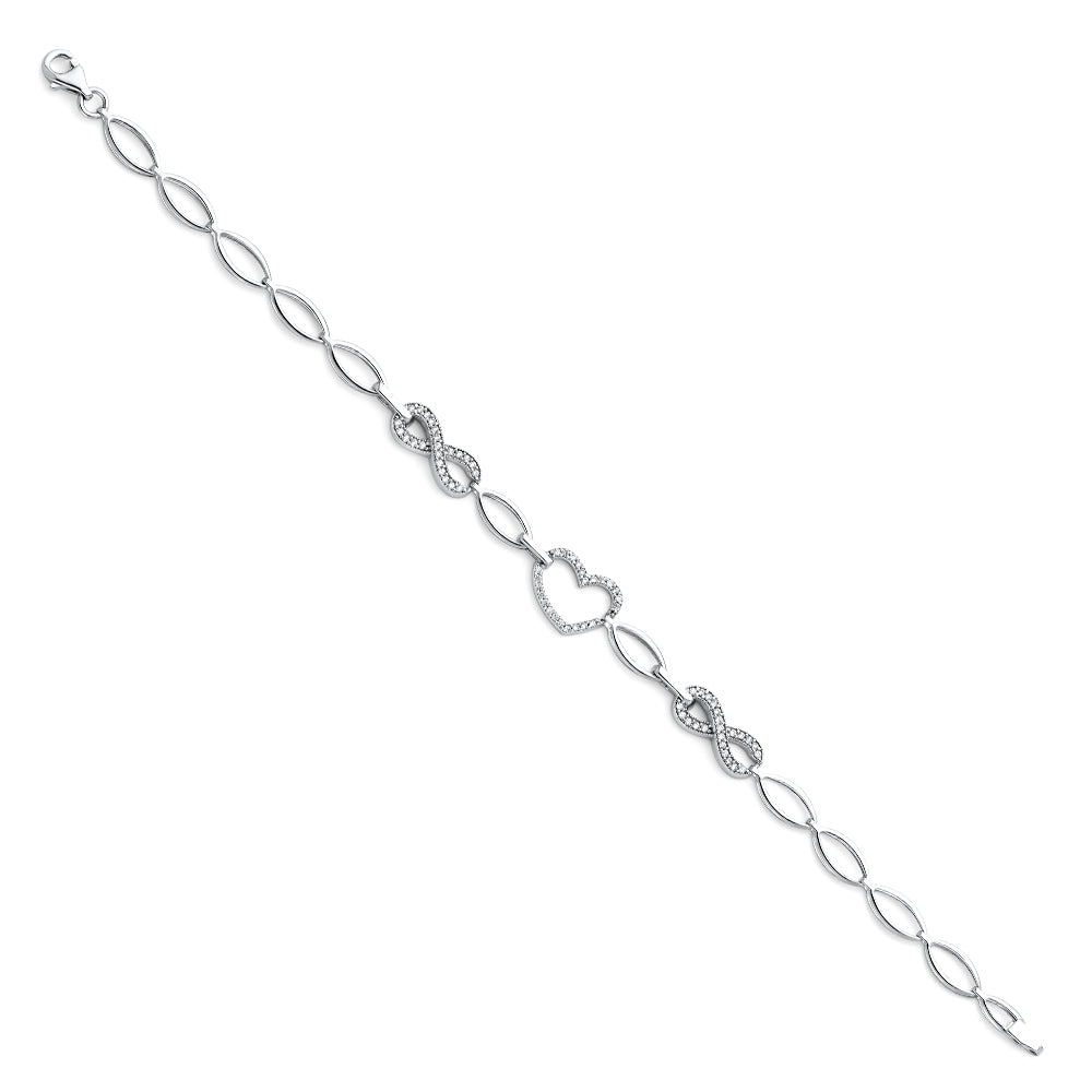 14K White Gold CZ Bracelet