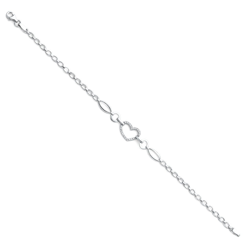 14K White Gold CZ Bracelet
