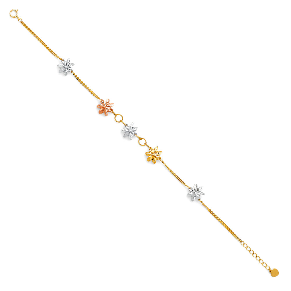 14K Yellow White Rose Gold Stamp Diamond Cut Chain Br