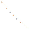 14K Yellow White Rose Gold Hanging Charm Anklet