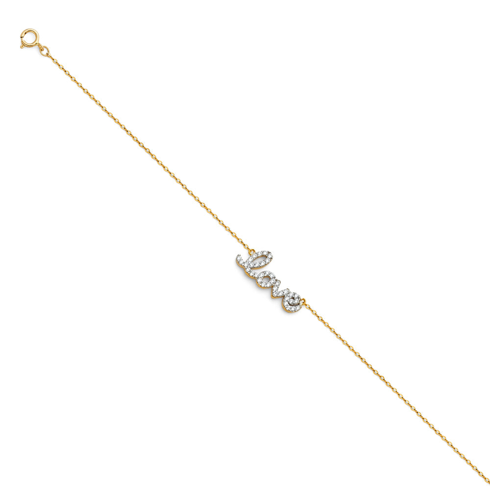 14K Two Tone Gold Light CZ Chain Bracelet