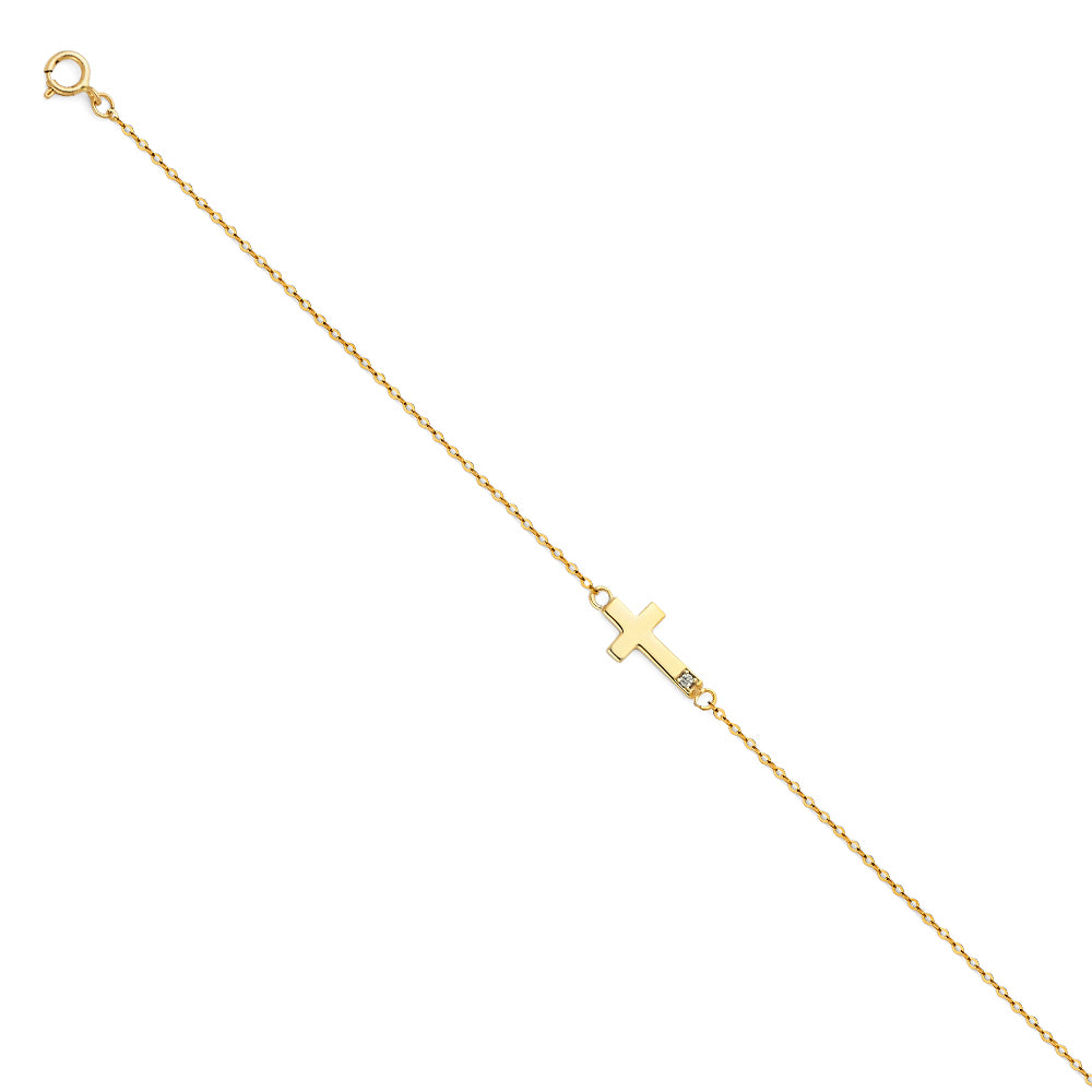 14K Yellow Gold Light CZ Chain Bracelet