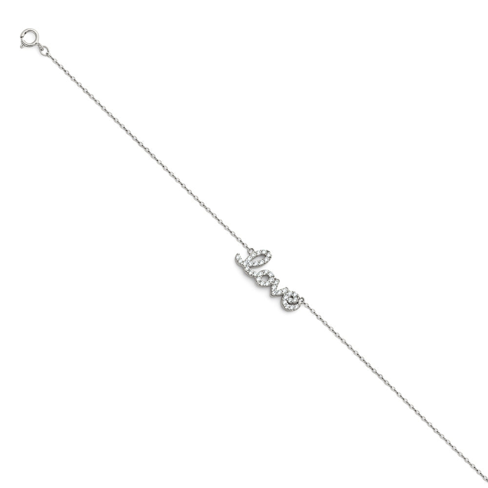 14K White Gold Light CZ Chain Bracelet