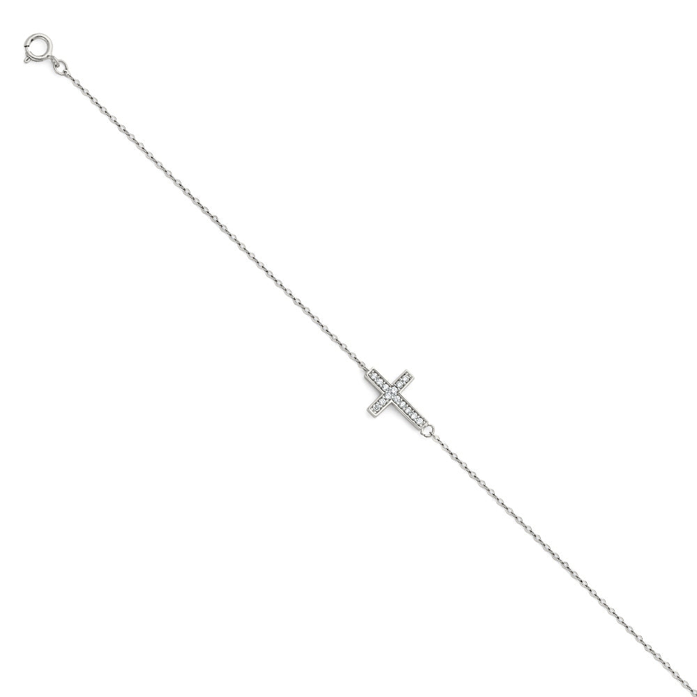 14K White Gold Light CZ Chain Bracelet