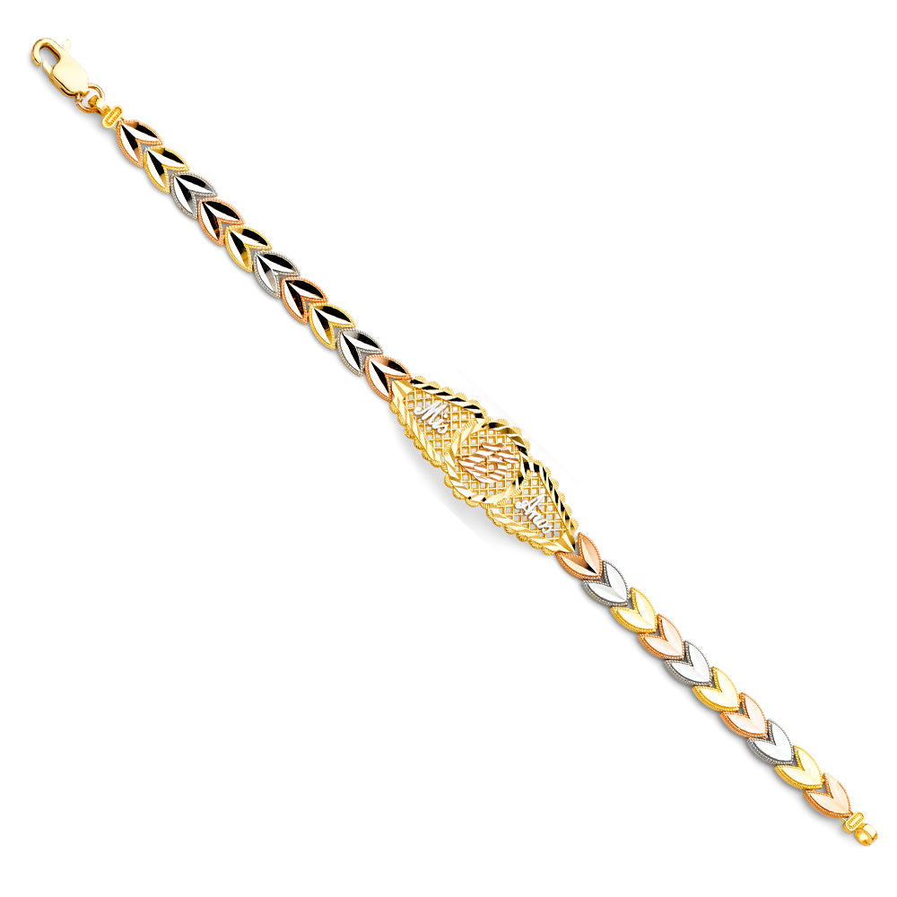 14K Yellow White Rose Gold 15 Years ID Bracelet