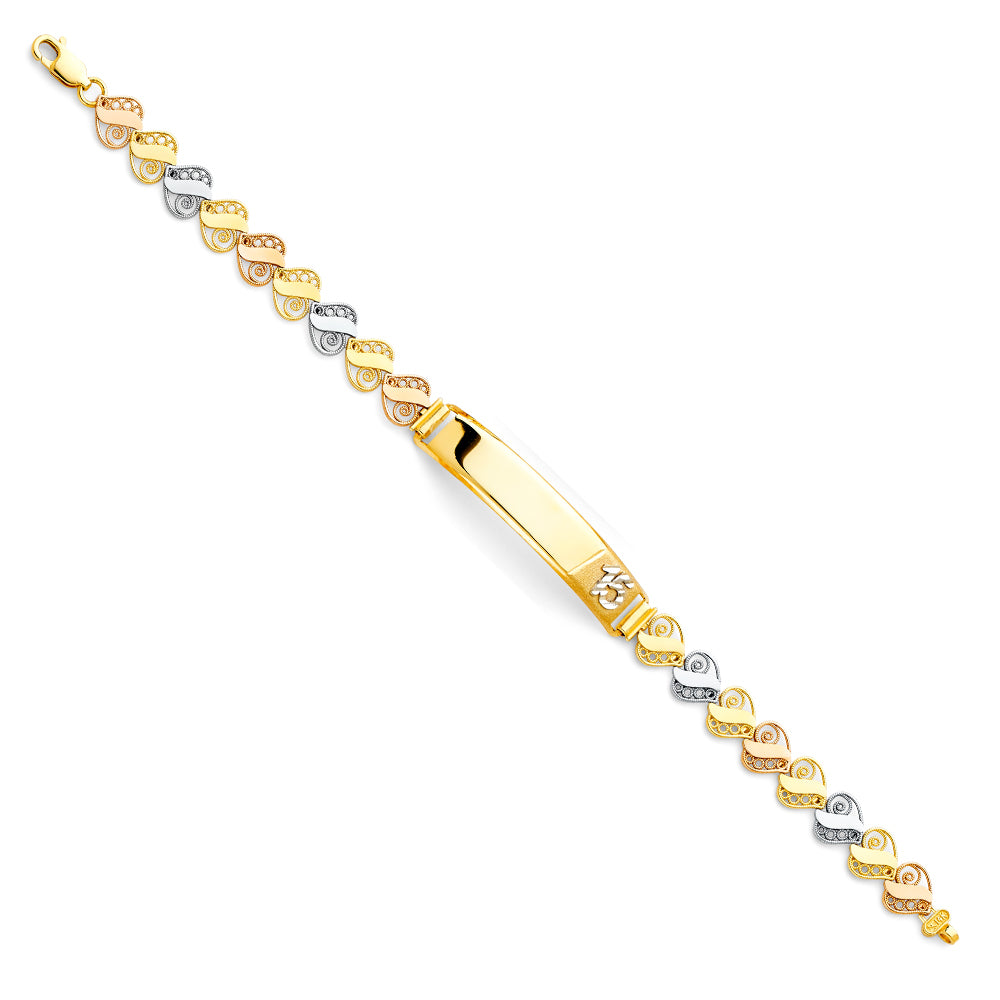 14K Yellow White Rose Gold 15 Years ID Bracelet