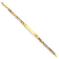 14K Yellow White Rose Gold Flower ID Bracelet