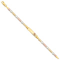 14K Yellow White Rose Gold Figaro 3+1 80 Flower B-Id Br