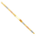 14K Yellow White Rose Gold Heart Link B-Fly B-Id Bracelet
