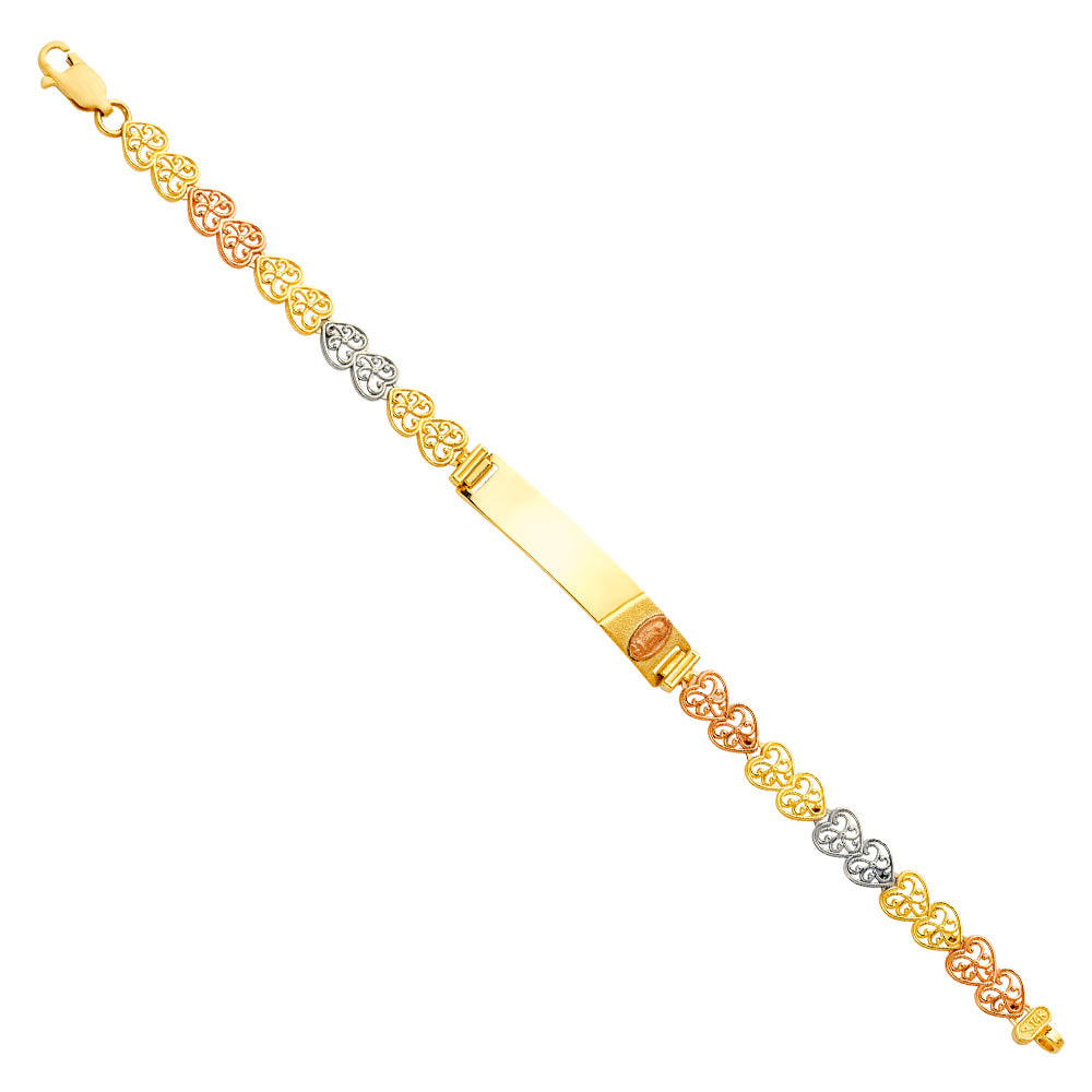 14K Yellow White Rose Gold Heart Link G-Lupe B-Id Brace