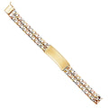 14K Yellow White Rose Gold 2 Rows NuggetCuban Link Frame-ID Brace